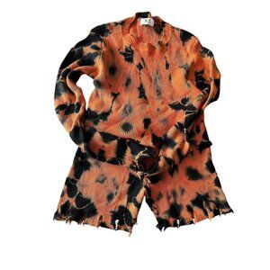 N1 Los Angeles Short Set Distressed Tye Dye Orange Black